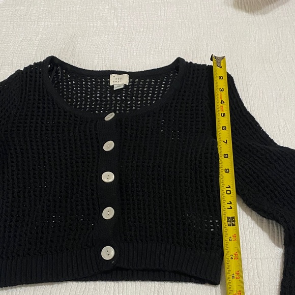Black Knit Button-Up cropped Sweater by A New Day XS - Picture 5 of 6